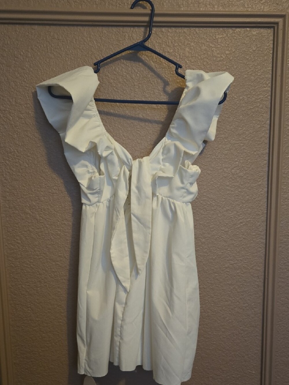 Cream Ruffle V-Neck Mini Dress - Picture 2 of 2
